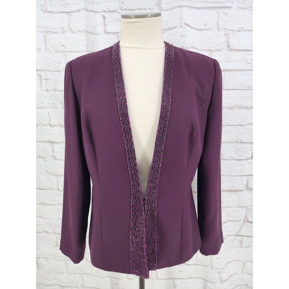 Vintage Karen Miller Purple Blaze Jacket Beaded Glam Glitz Romantic Formal Sz 12
